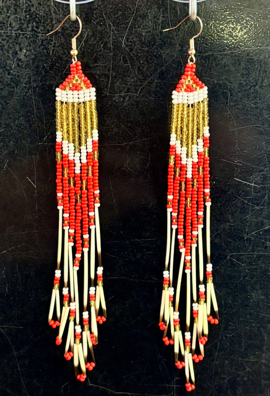 Bead and Quill Earrings,  1pr