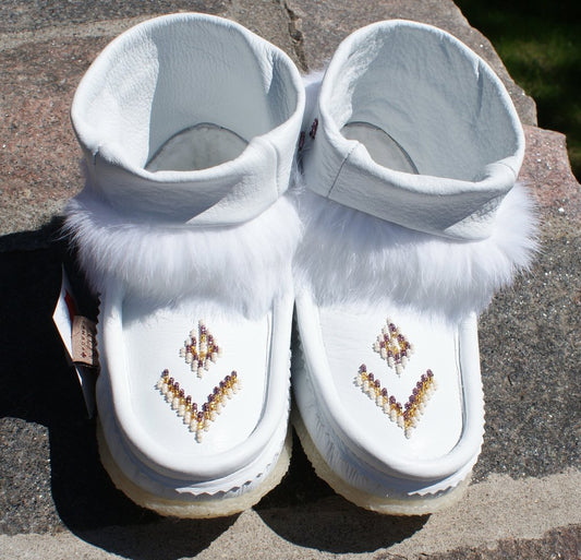 Mini Leather Mukluks-White