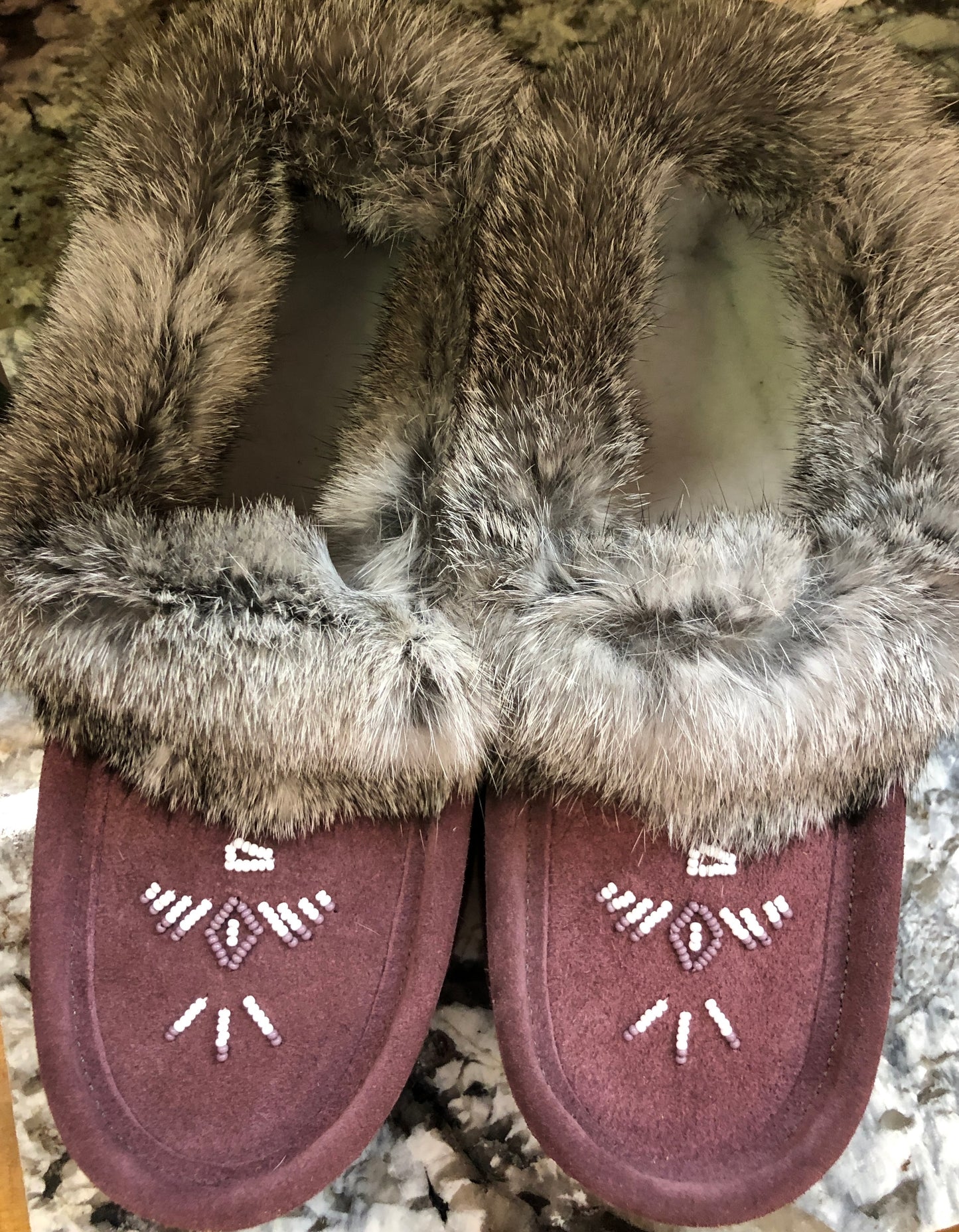 Classic Fur Moccasin-Plum