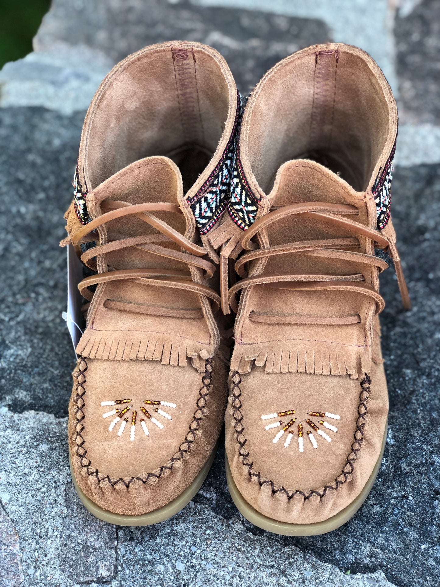 Beaded Village Style Bootie-Mocha Suede