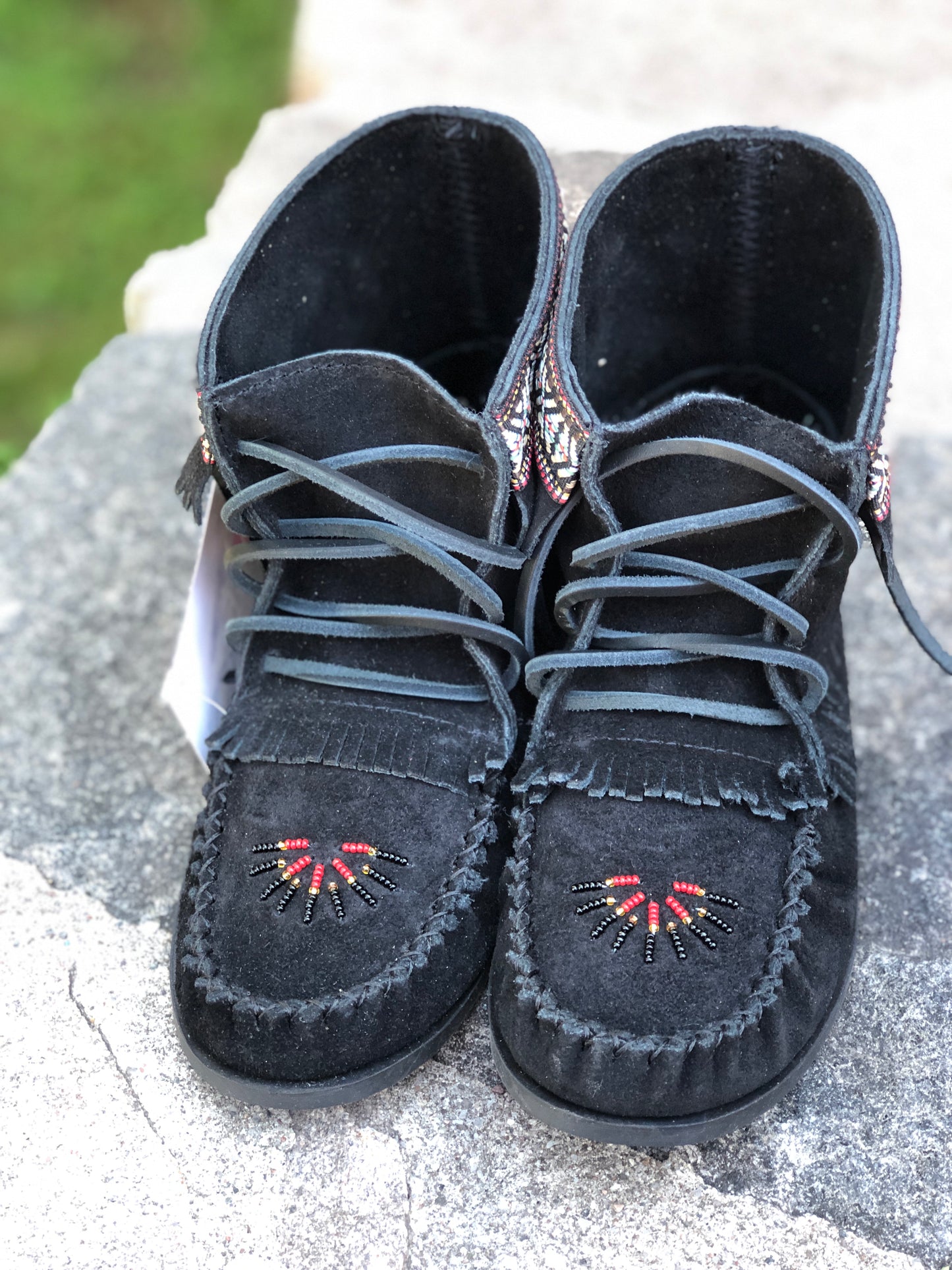 Beaded Village Style Bootie-Black Suede