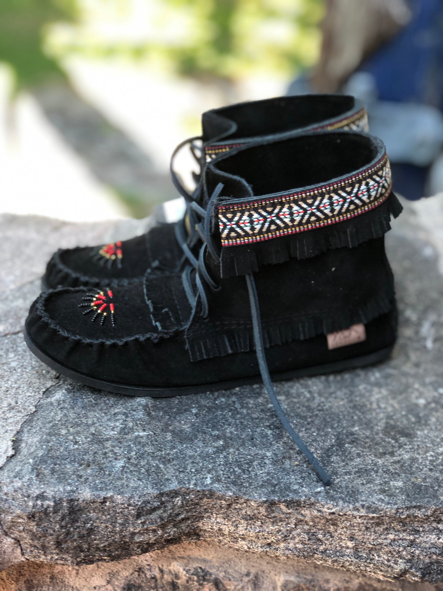 Beaded Village Style Bootie-Black Suede