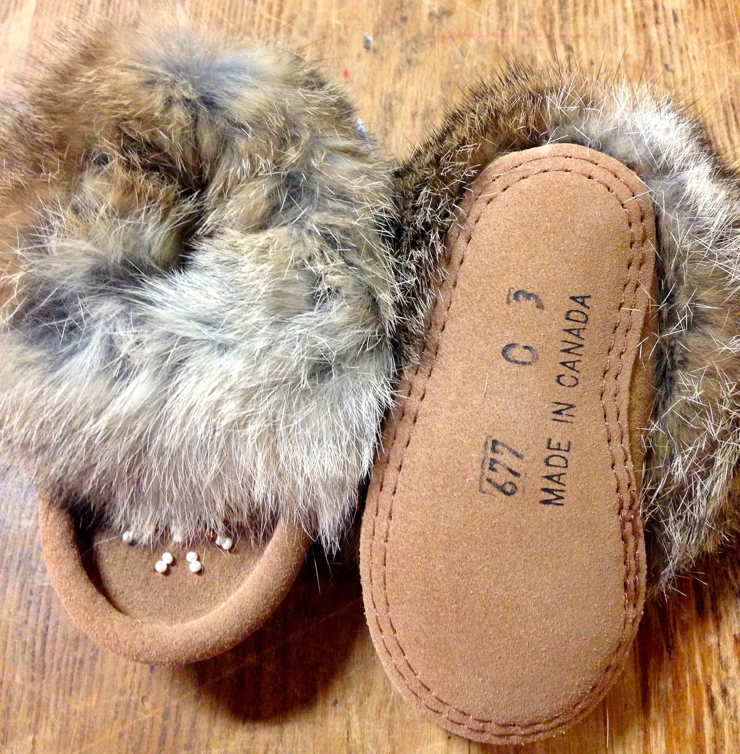 Classic Children's Suede Rabbit Fur Moccasin