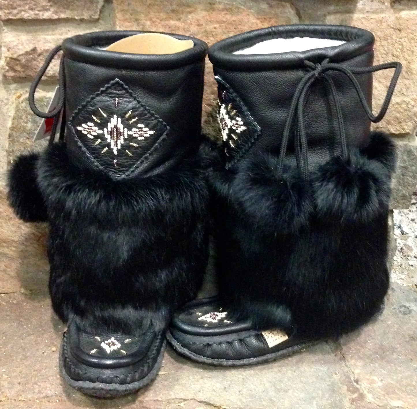 Black Leather Mukluks 13"