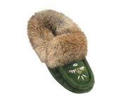 Forest Green Ladies Classic Fur Moccasins