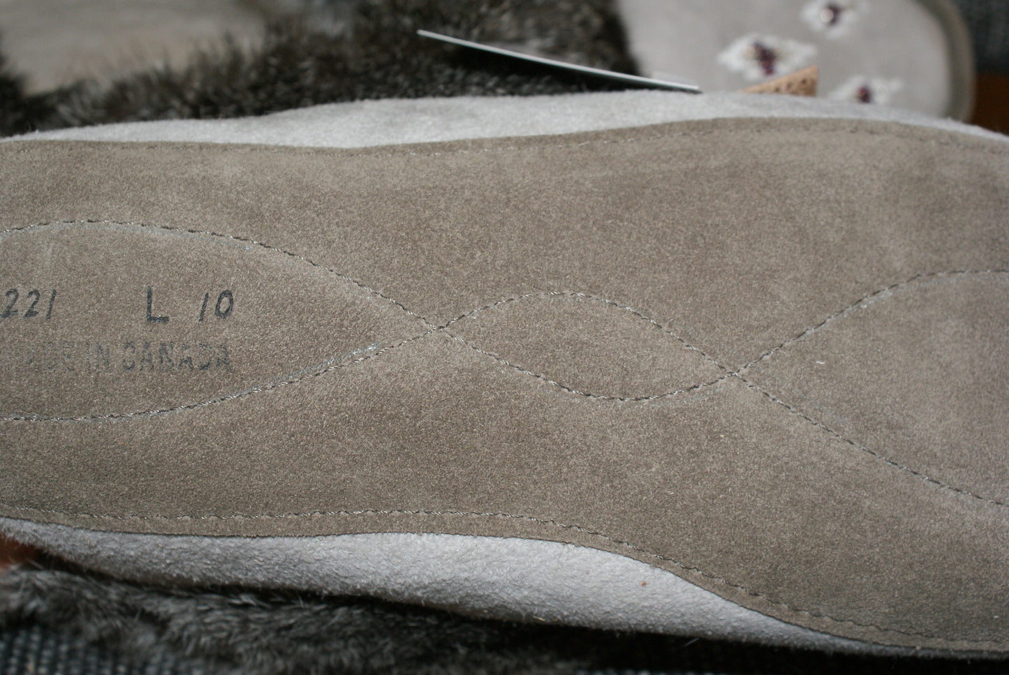 Sheepskin Slippers with Rabbit Fur Trim-Grey