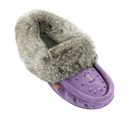Purple Ladies Classic Fur Moccasins