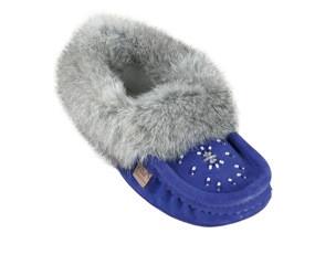 Royal Blue Ladies Classic Fur Moccasins