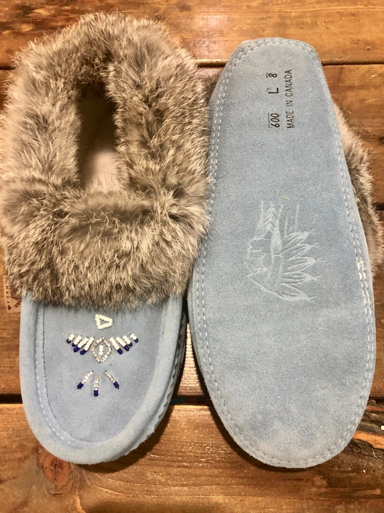Classic Fur Moccasins-Sky Blue