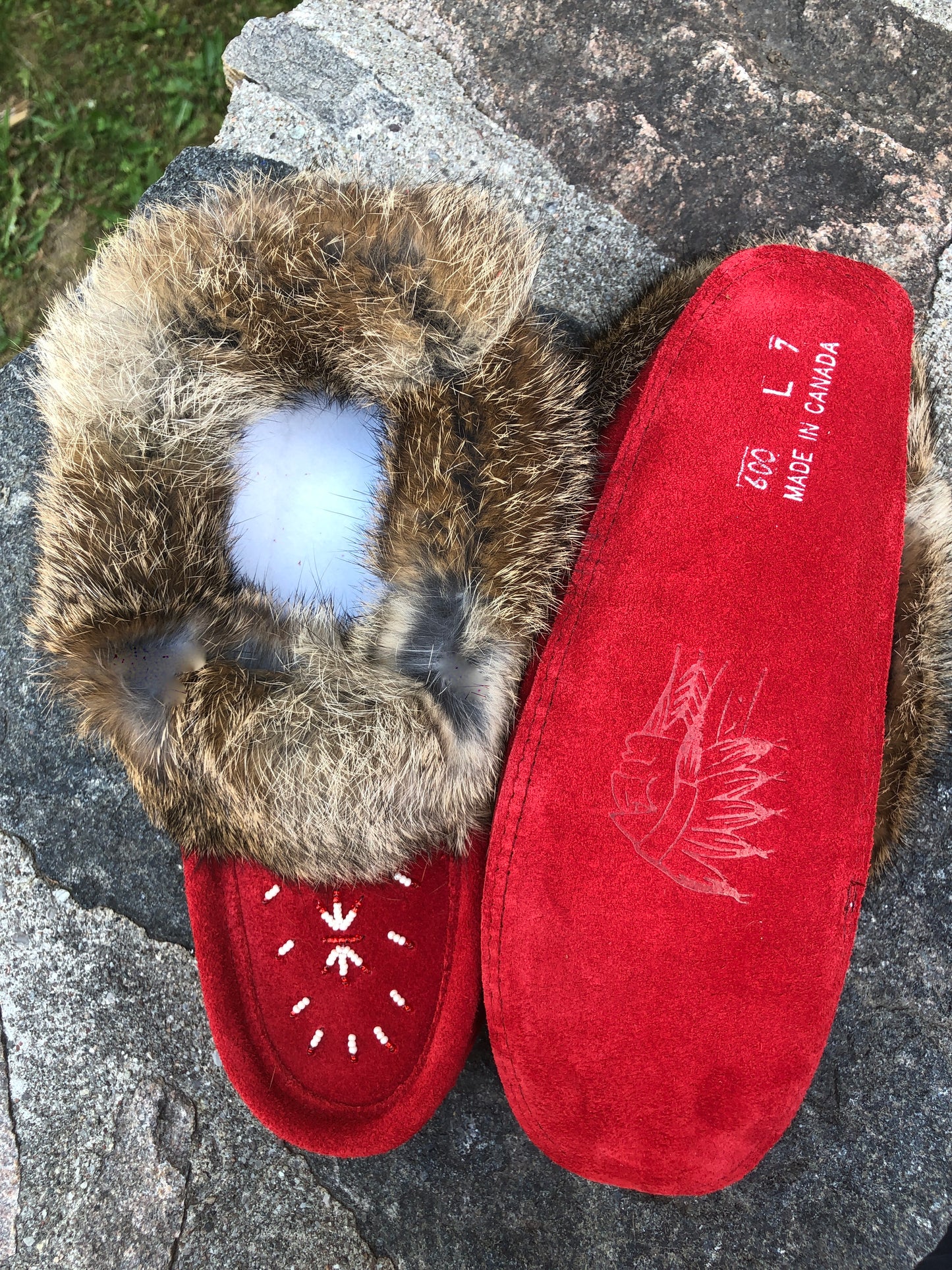 Classic Fur Moccasins- Red