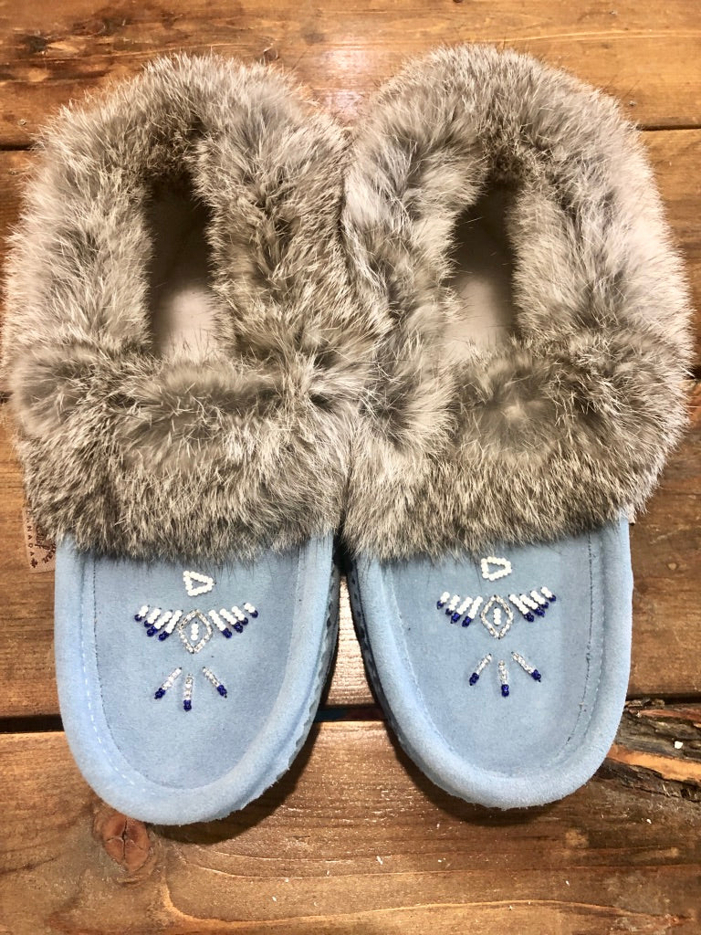 Classic Fur Moccasins-Sky Blue