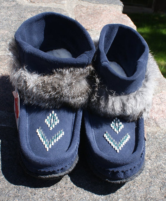 Mini Suede Mukluks-Navy Blue