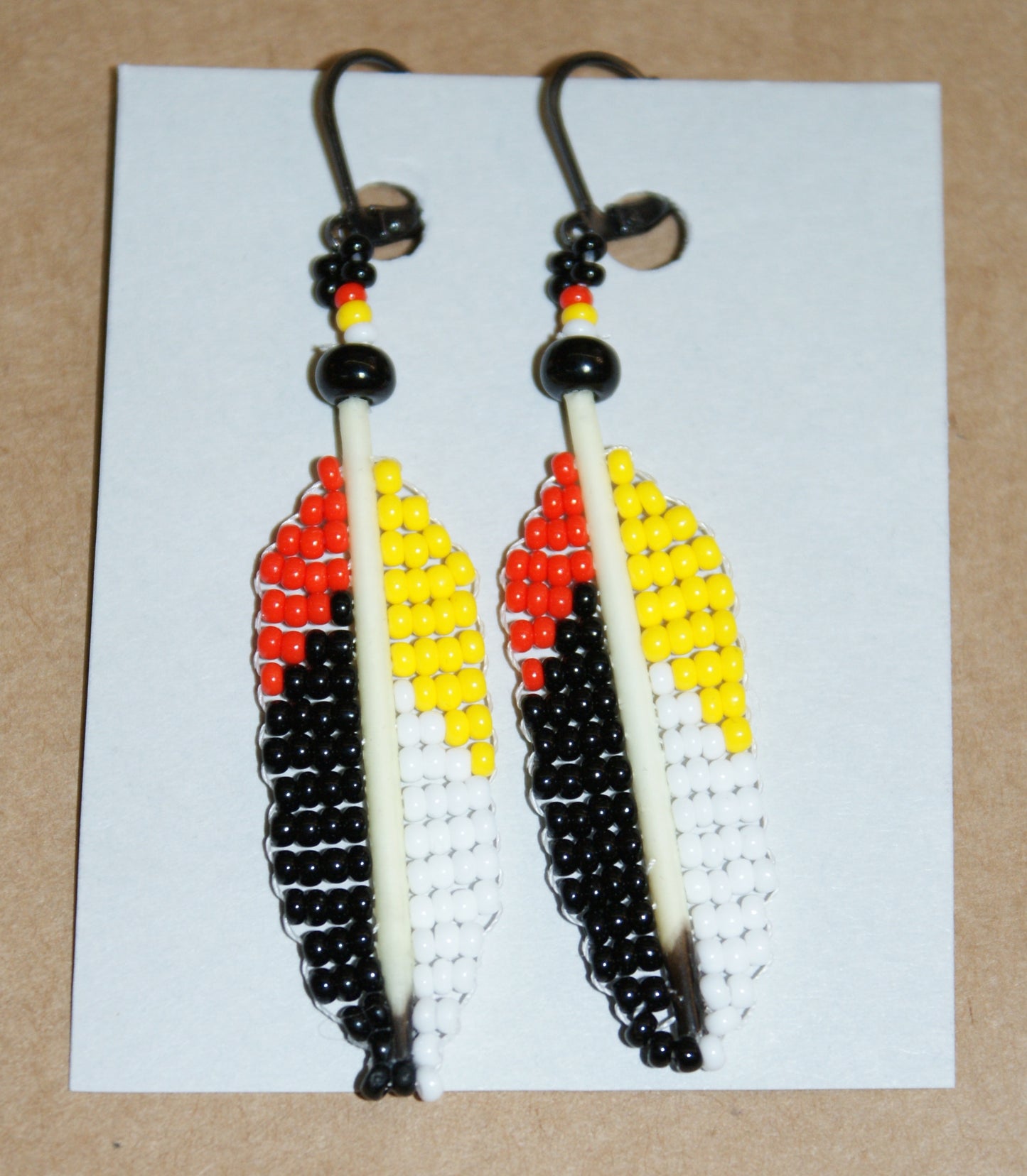 Medicine Wheel Quill and Bead Earrings
