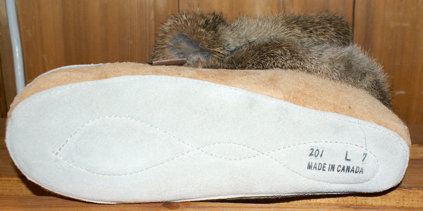 Sheepskin Slippers with Rabbit Fur Trim-Natural