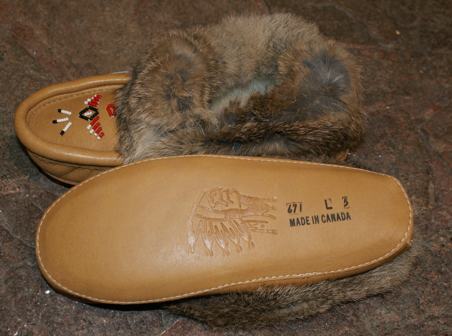 Classic Rabbit Fur and Moose Hide Moccasins