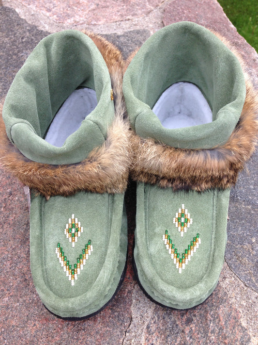 Mini Suede Mukluks-Forest Green