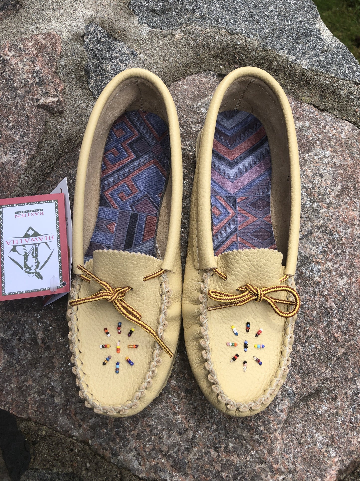 Bastien Leather Beaded Moccasin with Rubber Sole, #1135
