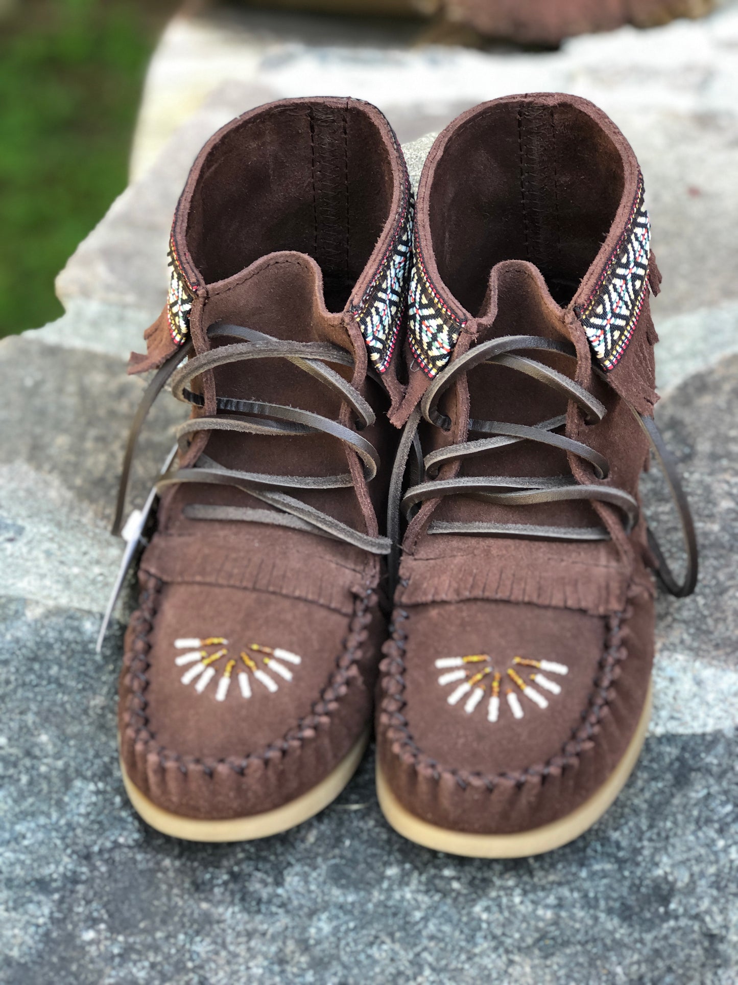 Beaded Village Style Bootie-Chocolate Suede