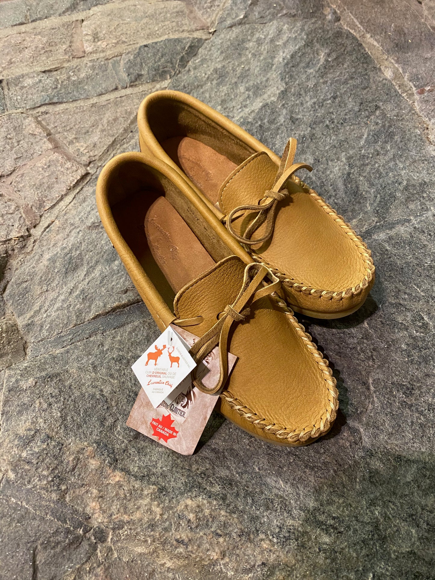 Men Rubber Soled Moose Hide Moccasins #13107