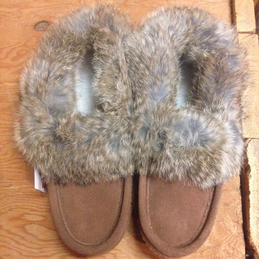 Mens Classic Rabbit Fur Suede Moccasin