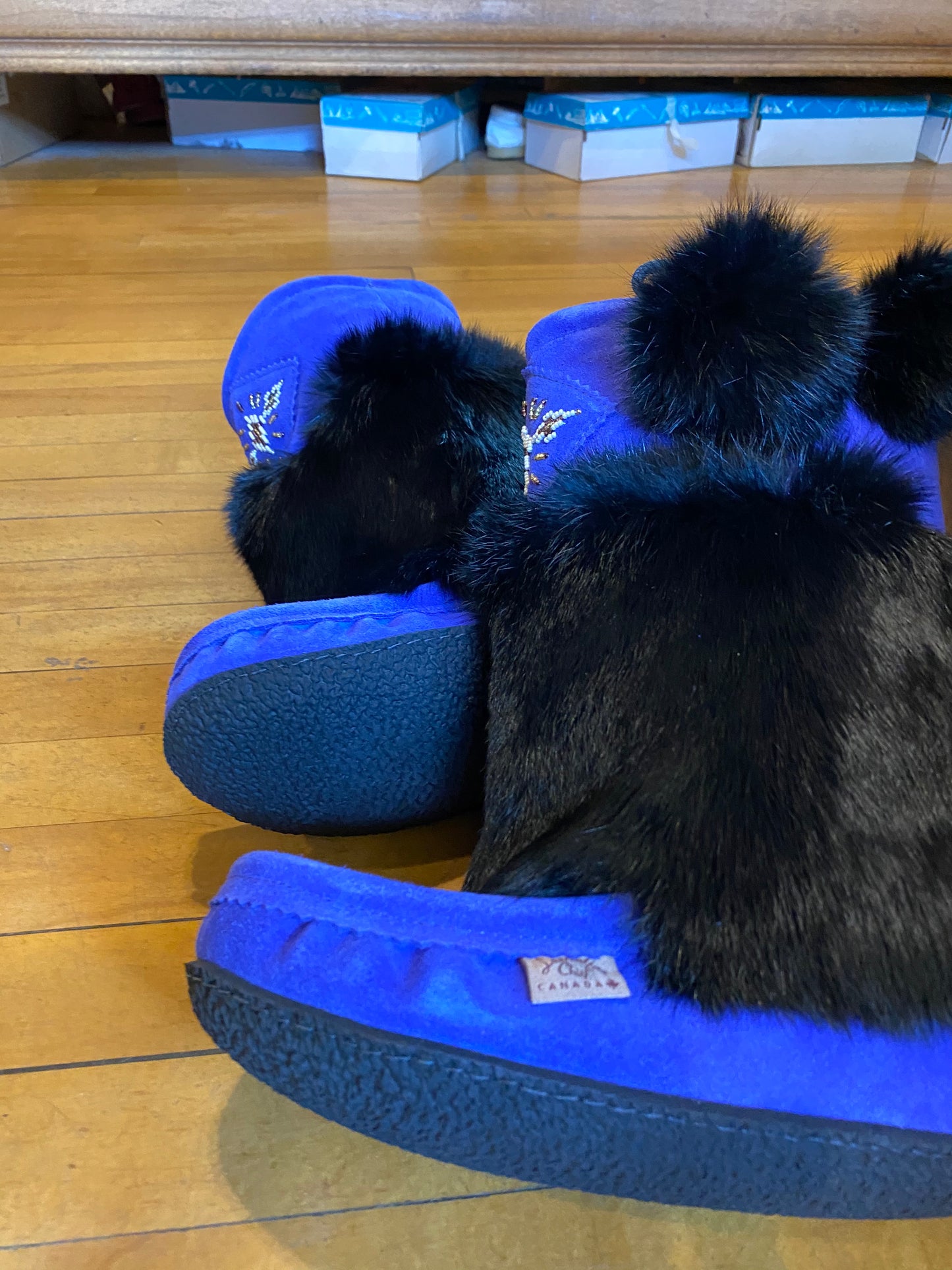 Royal Blue and Black Mukluks