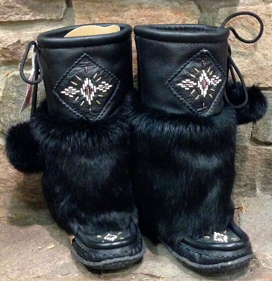 Black Leather Mukluks 13"