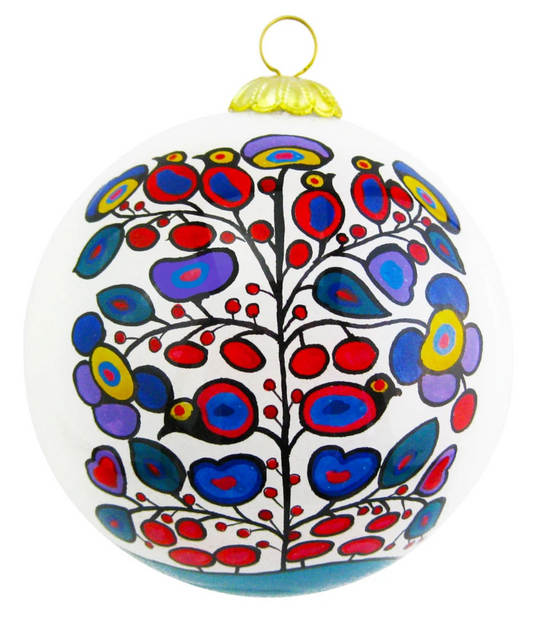 Woodland Floral Glass Ornament