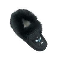 Black Ladies Classic Fur Moccasins