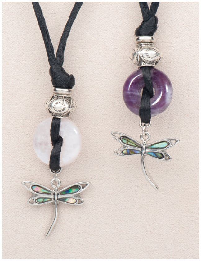 Dainty Dragonfly Medicine Stone Necklace