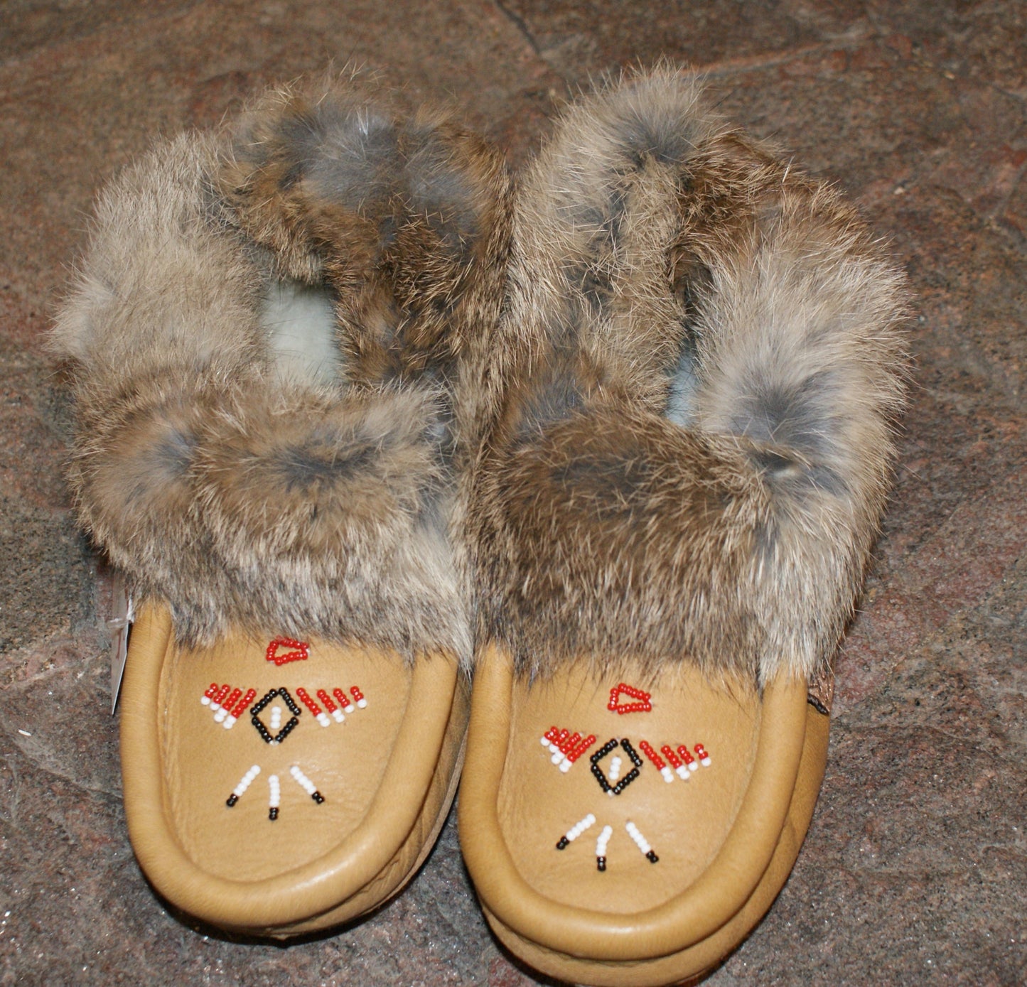 Classic Rabbit Fur and Moose Hide Moccasins