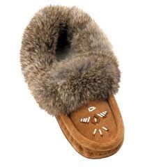 Mocha Ladies Classic Fur Moccasins