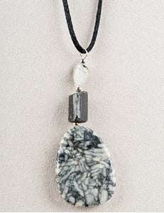 Pinolith and Black Tourmaline Medicine Stone Necklace