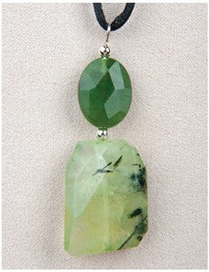 Prehnite and Jade Medicine Stone Necklace